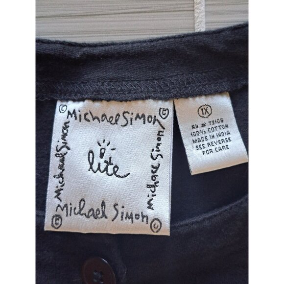 Michael Simon Christmas 1XL Womens Cardigan Sweater Button Black Embroidered - Picture 2 of 9